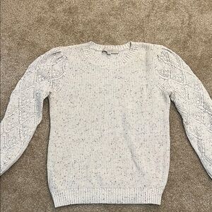 Loft Women's Sweater cream marled knit pullover